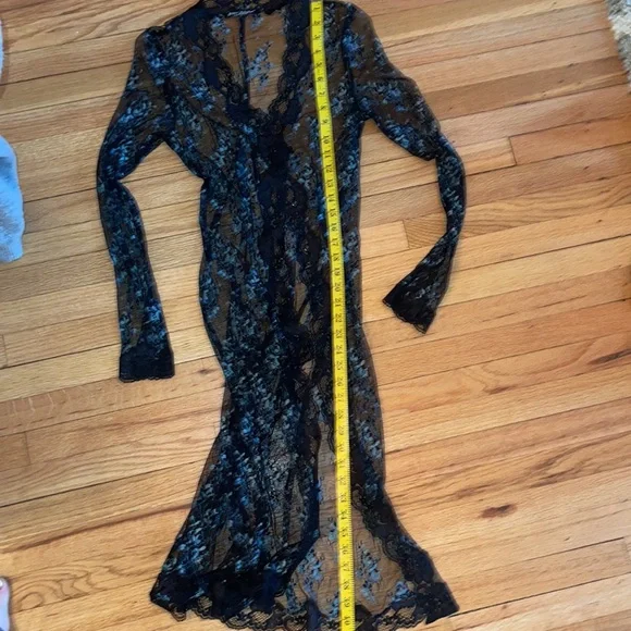 Rare Vintage Betsey Johnson lace coat 10 (fits like a 6) worn  1x black & blue - Picture 8 of 9